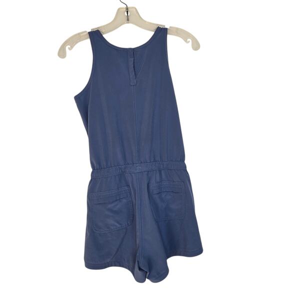 Athleta Girl On The Go Romper Swept Away Blue Snap Close Pockets Large 12 - Picture 2 of 11